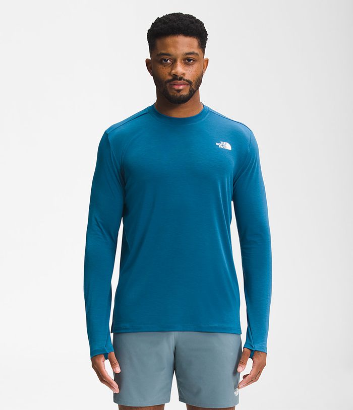 The North Face T-Shirts Wander Long Sleeve Blue - Mens - Thailand VRGNF-7261